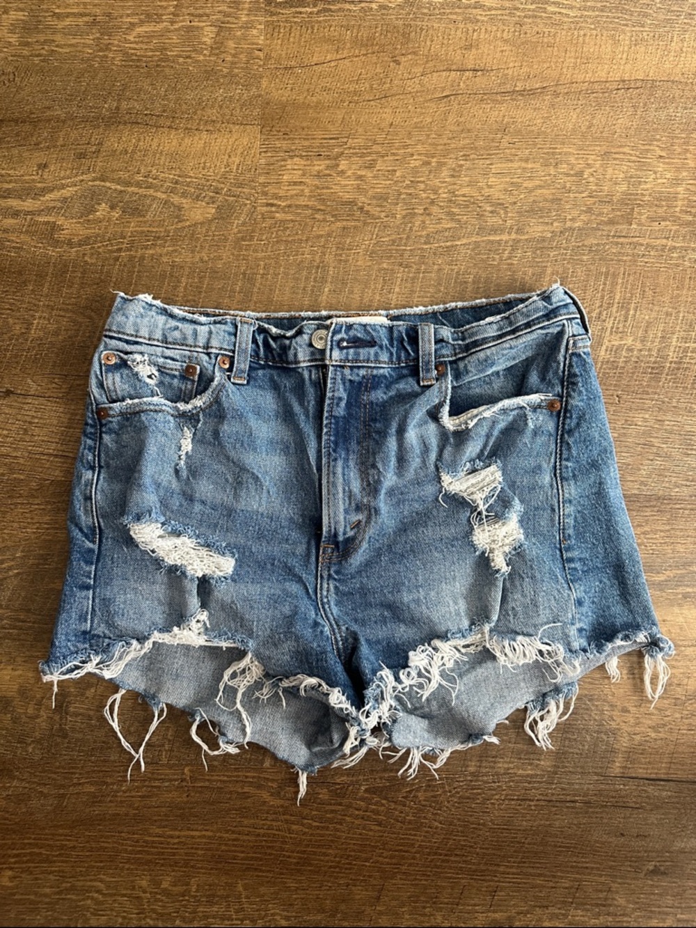 Abercrombie & Fitch Distressed Blue Denim Cutoff Shorts